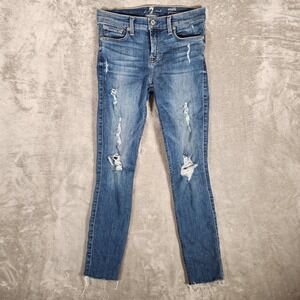 7 For All Mankind Jeans Women's 28X27 (Tag 26) Ankle Gwenevere Distressed Skinny